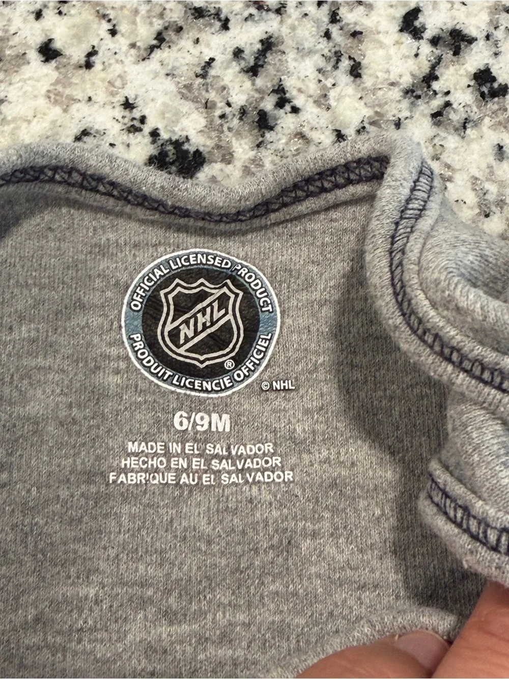 NHL Nashville Predators Gray Short Sleeve Onesie, Yellow & White Logo, 6-9 month